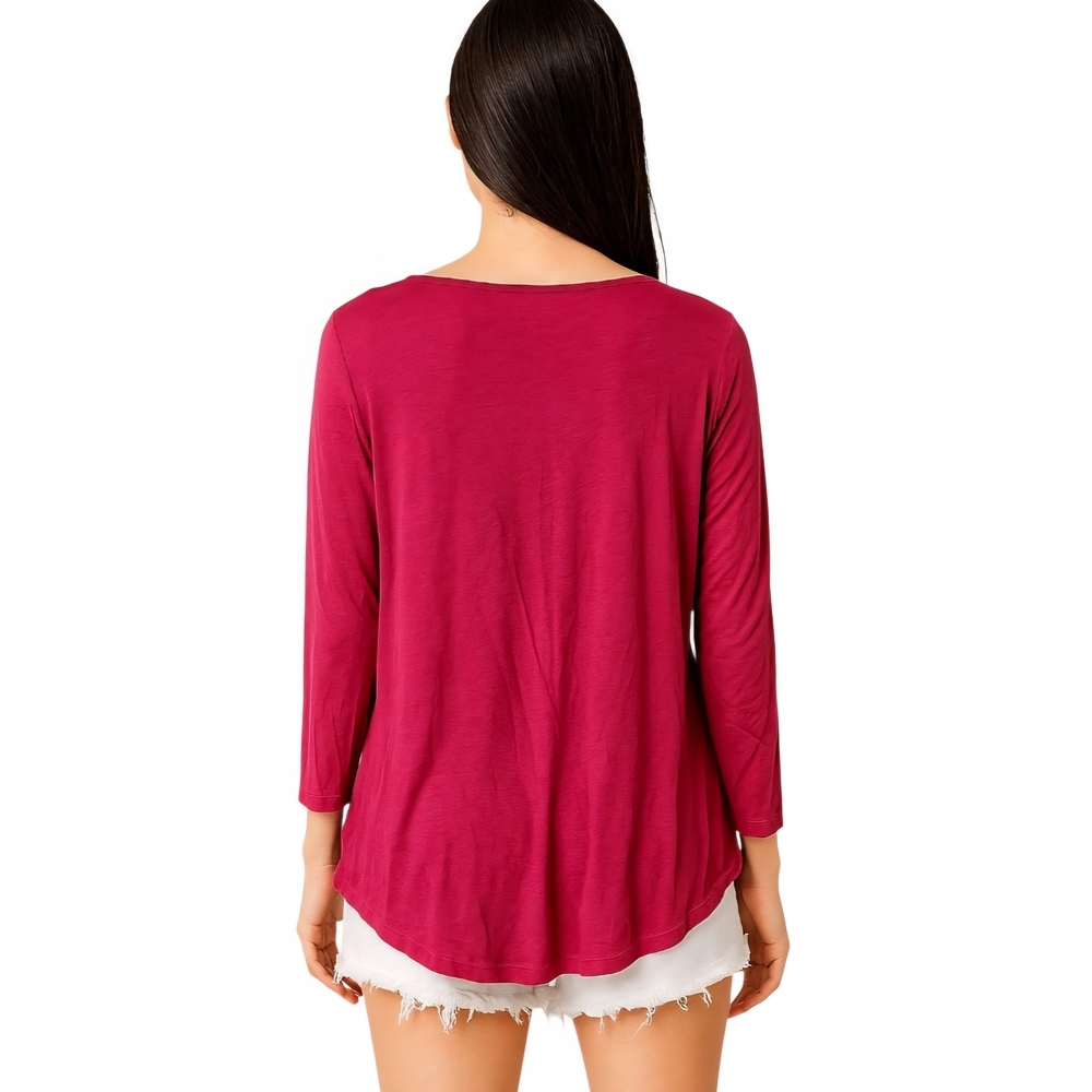 Soho Deep Red Crisscross V-Neck Blouse - Picture 2 of 7